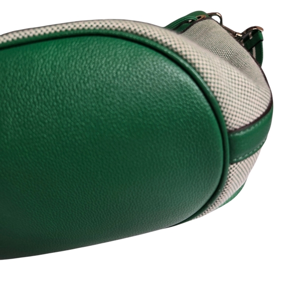 Kate Spade Green Apple Rosie Bucket Bag Pebbled Leather Canvas Crossbody Purse - Picture 7 of 12